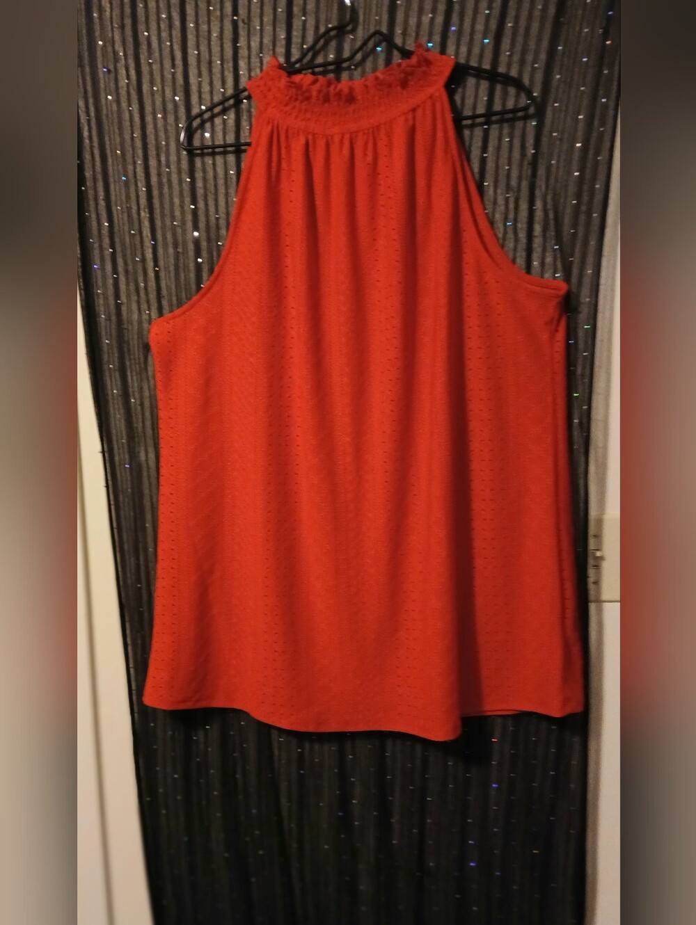 Cato  Sleeveless High-Neck Eyelet Tank